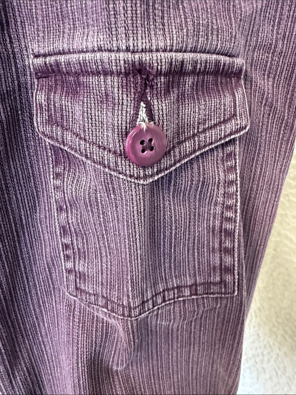 St. John's Bay ribbed texture utility jean jacket in a plum shade. Size L NWT